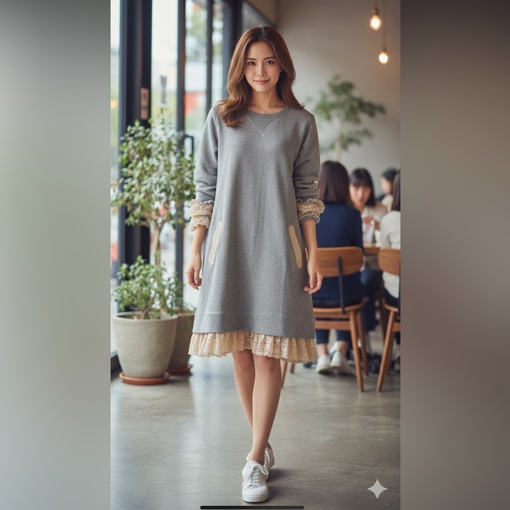 Y-3 Gray Long Sleeve mini dress size SP